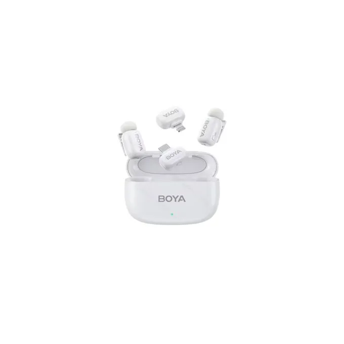 BOYA Mini iPhone Lightning & Type-C White - 2.4GHz 2mic Wireless Microphone with Charging Box — image 1