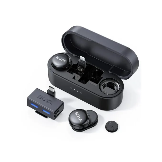 BOYALINK Wireless Microphone - 3 - Type-C, Lightning & 3.5mm AI-Powered Button Wireless Microphone 2 TX + 1 RX + charging case — image 2