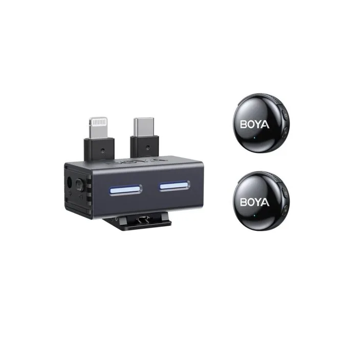 BOYALINK Wireless Microphone - 3 - Type-C, Lightning & 3.5mm AI-Powered Button Wireless Microphone 2 TX + 1 RX + charging case — image 3