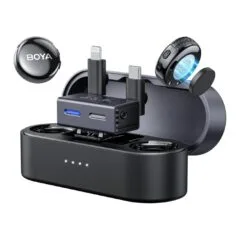 BOYALINK Wireless Microphone - 3 - Type-C, Lightning & 3.5mm AI-Powered Button Wireless Microphone 2 TX + 1 RX + charging case