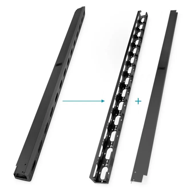 Cable Management Panel for 42U Network & Server Cabinets - Black Steel - 2 pcs — image 2