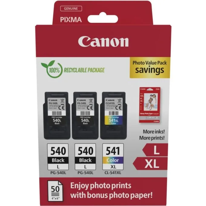 Canon Ink - 5224B015 - PG-540L CL-541XL 3-pack (2xBK Color) incl. Photo Paper — image 1