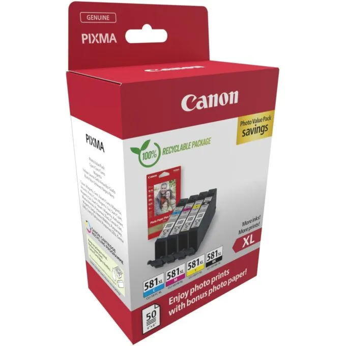 Canon Ink CLI-581XL - 2052C004 - 4-pack (BKMCY) + Photo Paper — image 2