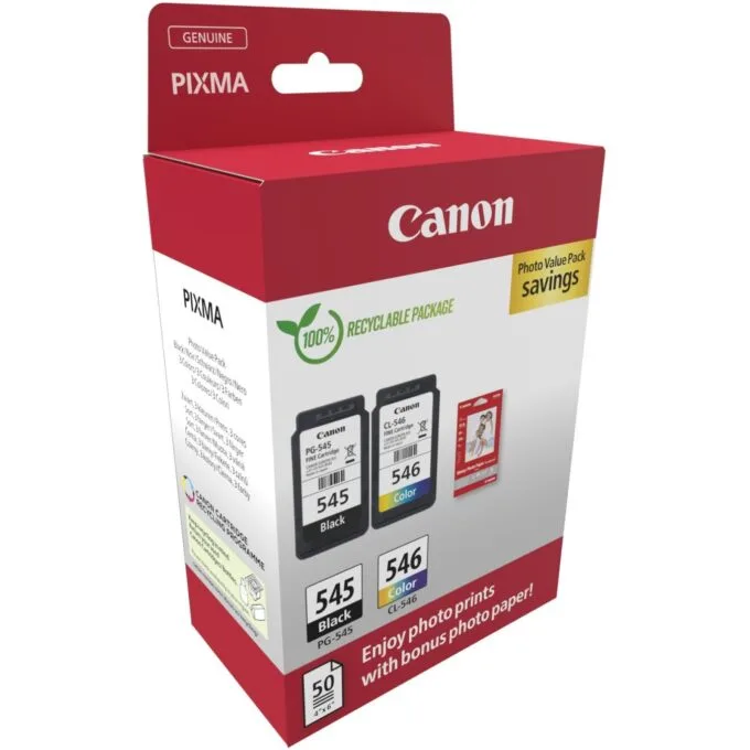 Canon Ink PG-545 CL-546 2-pack Multipack (BK Color) incl. Photo Paper - 8287B008 - 2-pack Multipack (BK Color) incl. Photo Paper — image 2