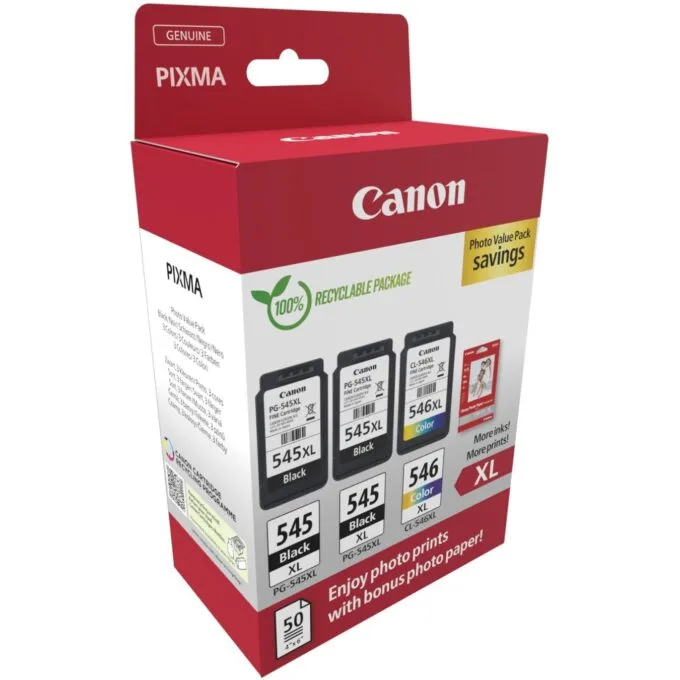 Canon Ink PG-545XL CL-546XL - 8286B015 - 3-pack (2x BK Color) incl. Photo Paper — image 2