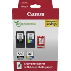 Canon Ink PG-560 CL-561 - 3713C008 - 2-Piece Multipack (Black Color) incl. Photo Paper