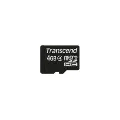 CARD 4GB Transcend microSDHC Class 4 - TS4GUSDC4 - Black, 4GB microSDHC