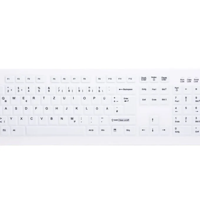 Cherry ACTIVE KEY AK-C8100 - Wireless RF Medical Keyboard - White, German QWERTZ, 105-key Silicone — image 1
