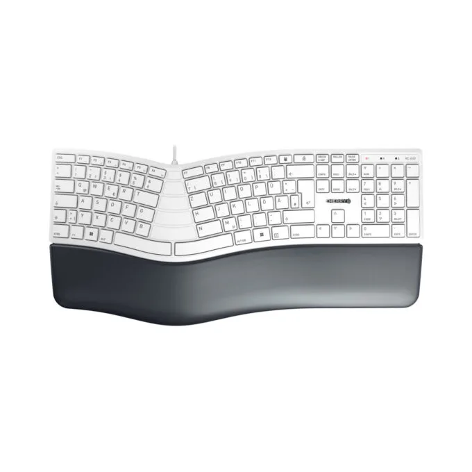 CHERRY KC 4500 ERGO - Corded USB Ergonomic Curved Keyboard, QWERTZ German, 109 Keys, White/Grey — image 1