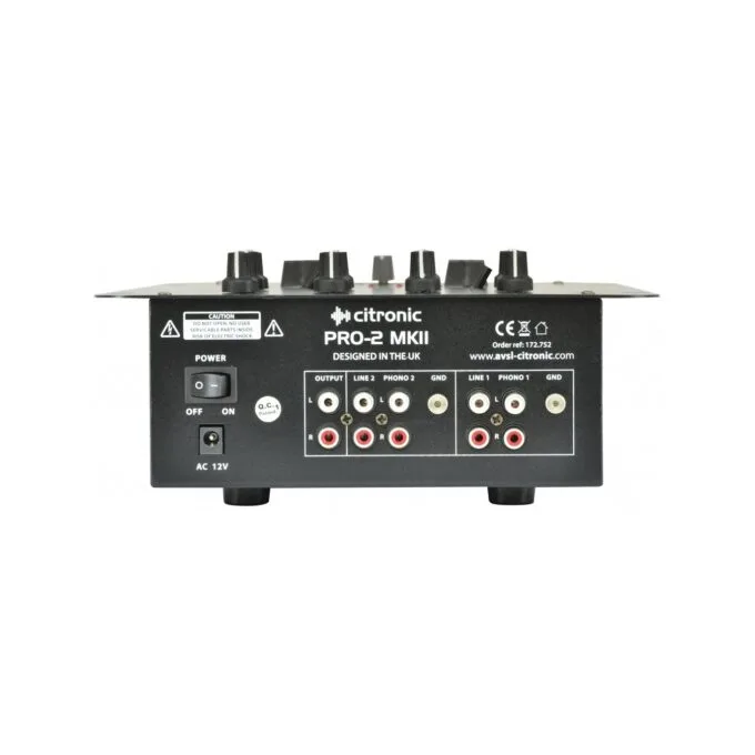 Citronic 2Ch 5 Input Mixer - PRO-2 - Black 172.752UK — image 3