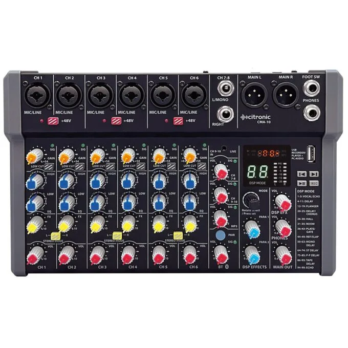 Citronic 8ch Mixer with DSP BT PC USB Play-Rec - CMA-10 - 8ch Mixer with DSP BT PC USB Play-Rec — image 1