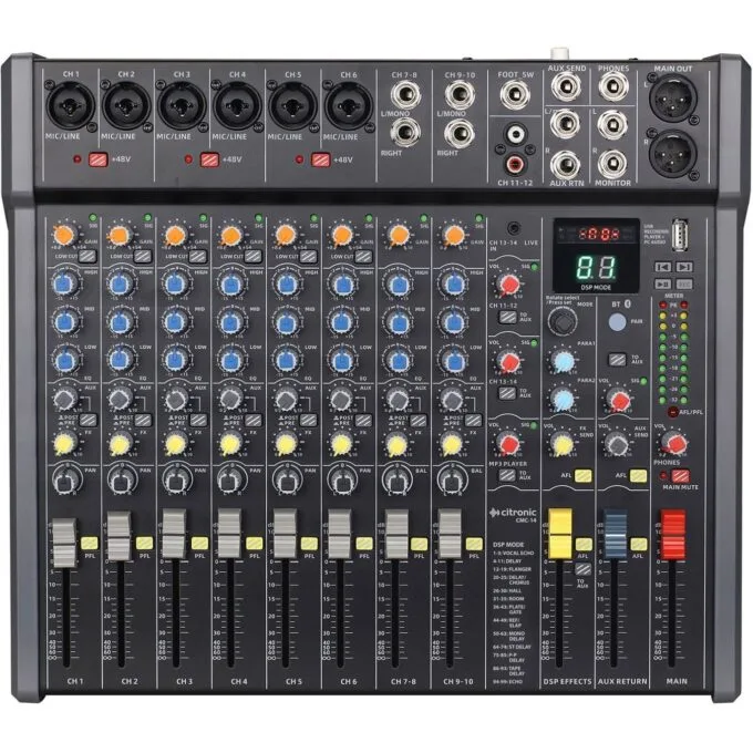 Citronic Live Mixer - CMC-14 - 14channels with DSP USB Play Record Bluetooth PC Mac Connect 170.940UK — image 1