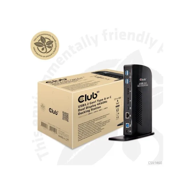 Club3D 4K Docking Station 60Hz USB3 - 6x USB3 2x DP LAN Audio Black — image 2