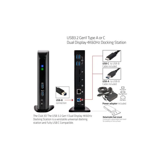 Club3D 4K Docking Station 60Hz USB3 - 6x USB3 2x DP LAN Audio Black — image 6