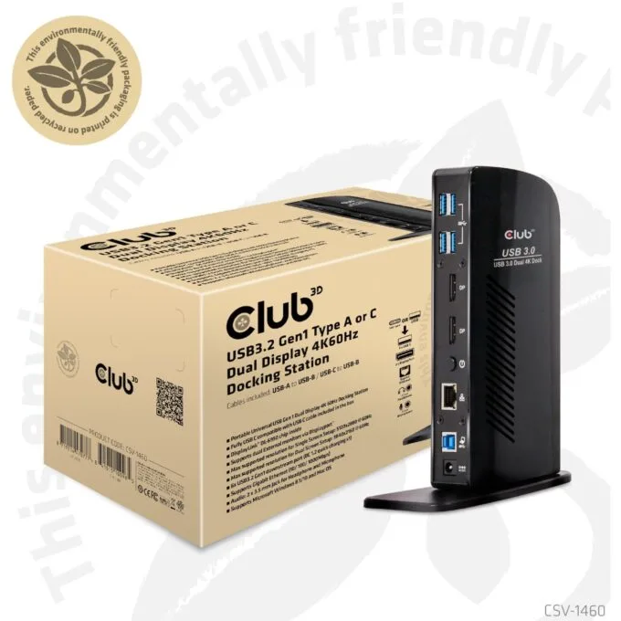 Club3D 4K Docking Station 60Hz USB3 - 6x USB3 2x DP LAN Audio Black — image 8