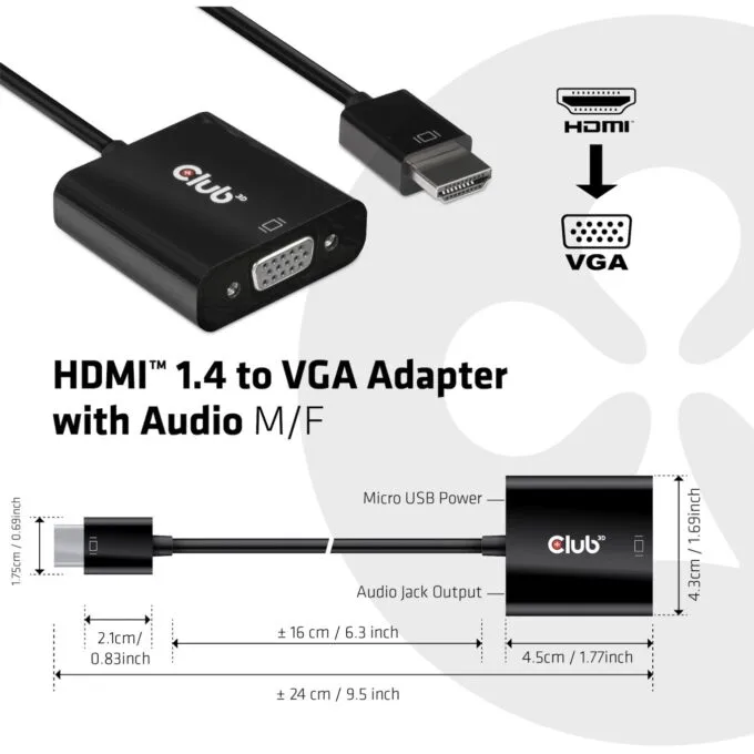 Club3D Adapter HDMI 1.4 to VGA (with Audio) St Bu retail - HDMI 1.4 to VGA — image 3