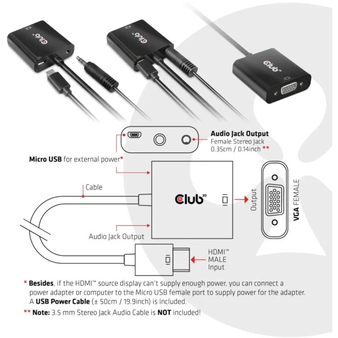 Club3D Adapter HDMI 1.4 to VGA (with Audio) St Bu retail - HDMI 1.4 to VGA — image 6