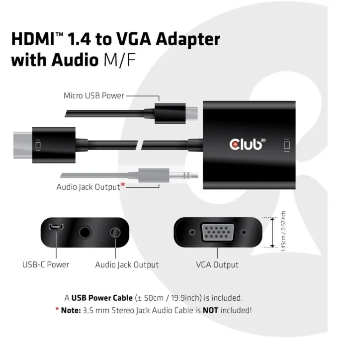 Club3D Adapter HDMI 1.4 to VGA (with Audio) St Bu retail - HDMI 1.4 to VGA — image 7