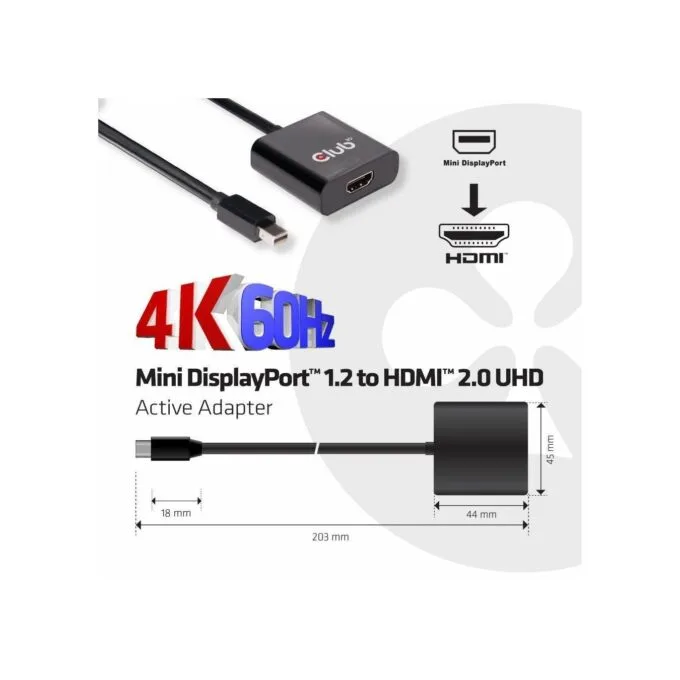 Club3D Adapter - MiniDisplayPort to HDMI 2.0 3D 4K60Hz Active Polybag — image 3