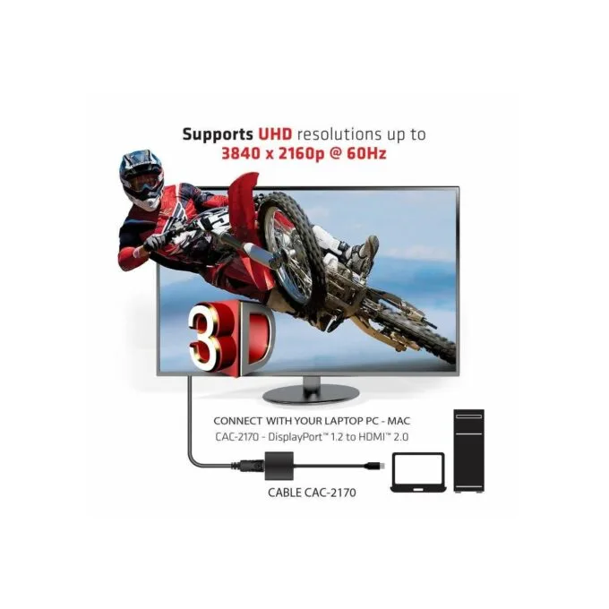 Club3D Adapter - MiniDisplayPort to HDMI 2.0 3D 4K60Hz Active Polybag — image 4