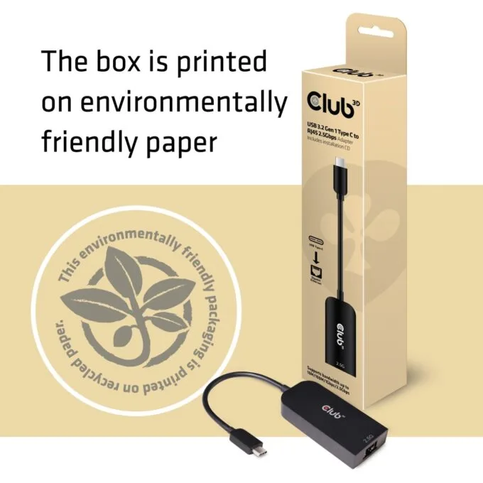 Club3D Adapter - USB 3.2 Type C to RJ45 2.5Gb St Bu — image 4