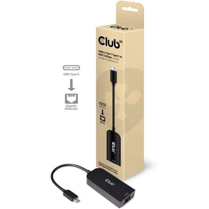 Club3D Adapter - USB 3.2 Type C to RJ45 2.5Gb St Bu — image 1