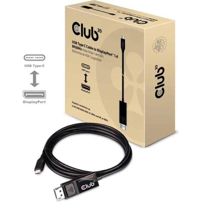 Club3D Cable - USB 3.1 Type-C to DP 1.4 8K60Hz UHD 1.8m St St — image 2