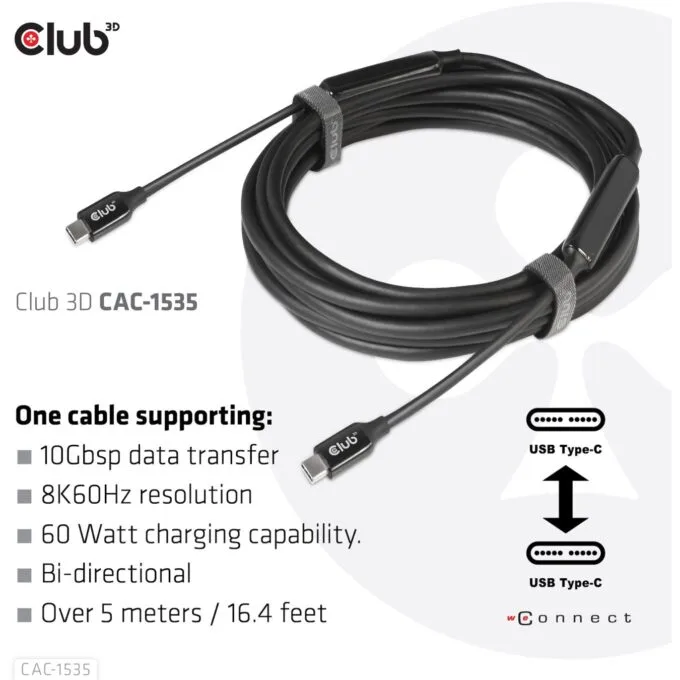 Club3D Cable - USB 3.2 Type-C 5m Active St St — image 5