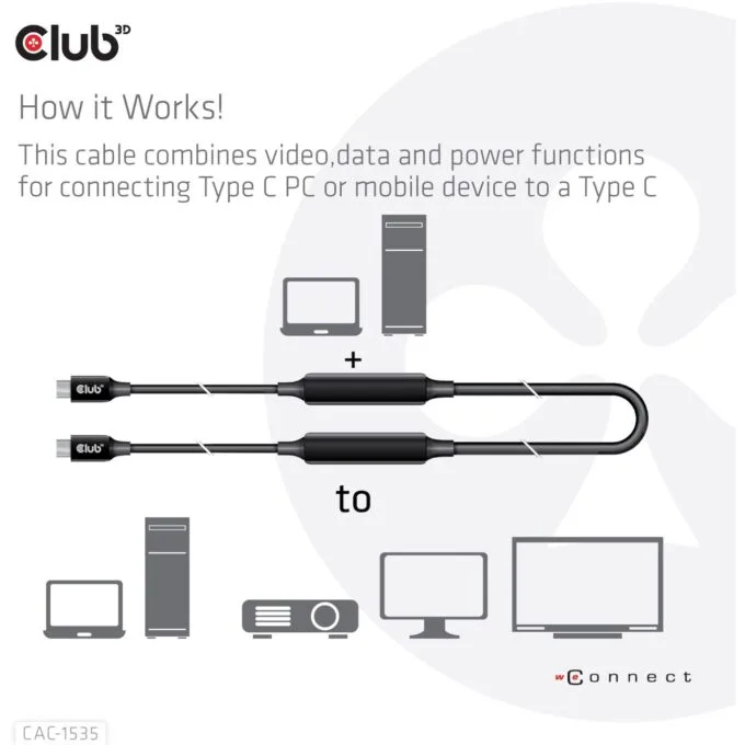 Club3D Cable - USB 3.2 Type-C 5m Active St St — image 6