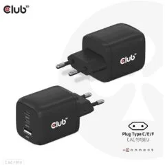 Club3D Charger - 2x USB-C, 1x USB-A, PD 65W, GaN, Retail