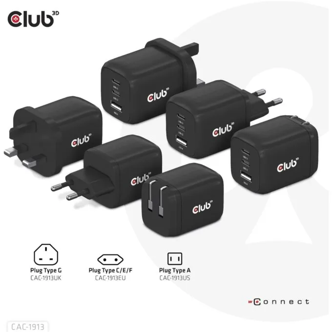 Club3D Charger - 2x USB-C, 1x USB-A, PD 65W, GaN, Retail — image 9
