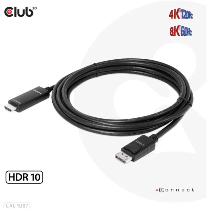 Club3D DisplayPort Cable - DisplayPort 1.4 to HDMI HDR 8K60Hz active 3m — image 6