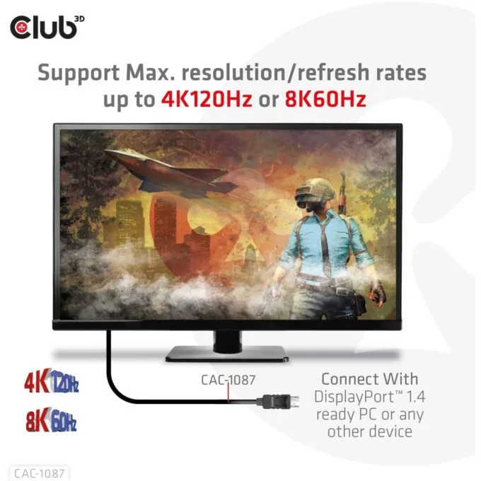 Club3D DisplayPort Cable - DisplayPort 1.4 to HDMI HDR 8K60Hz active 3m — image 7