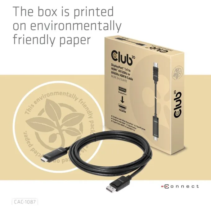 Club3D DisplayPort Cable - DisplayPort 1.4 to HDMI HDR 8K60Hz active 3m — image 8