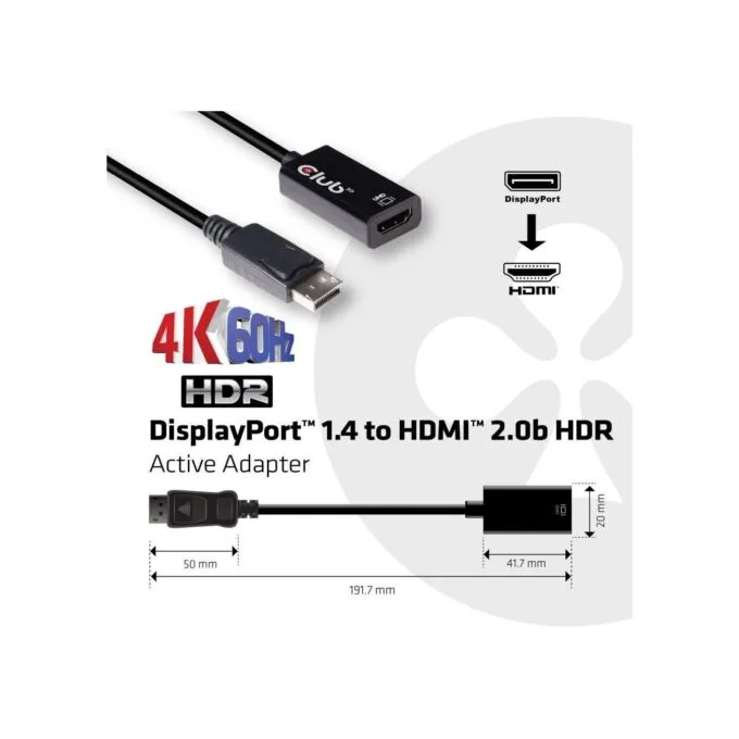 Club3D DisplayPort to HDMI 2.0b HDR 4K60Hz Active Adapter — image 3