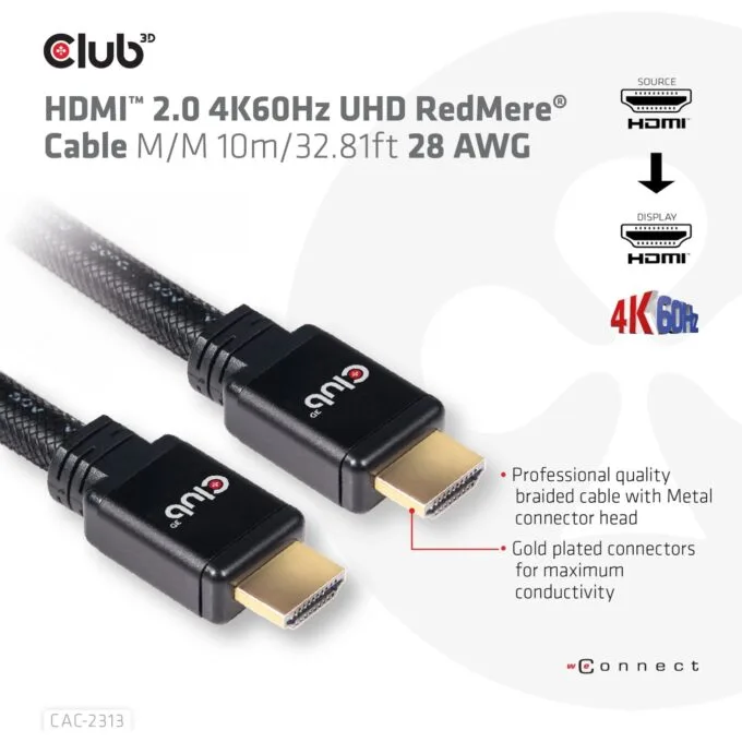 Club3D HDMI Cable A - to A 2.0 RedMere 4K60Hz UHD 10 Meter retail — image 13