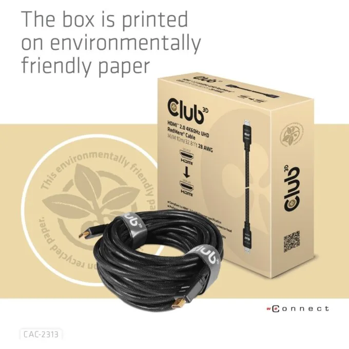 Club3D HDMI Cable A - to A 2.0 RedMere 4K60Hz UHD 10 Meter retail — image 3