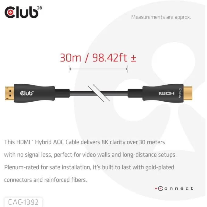 Club3D HDMI Cable A - to A 2.1 Active Optical 8K60Hz UHD 30 m — image 19