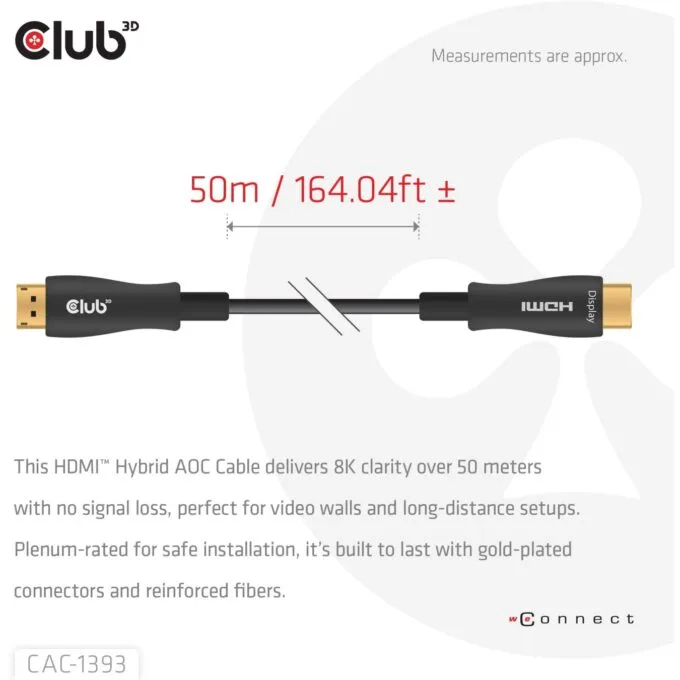 Club3D HDMI Cable A - to A 2.1 active optical 8K60Hz UHD 50 meter retail — image 3