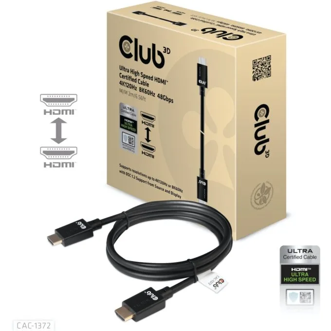 Club3D HDMI Cable A to A - 2.1 Ultra High Speed - 10K HDR - 2 m - Retail — image 1