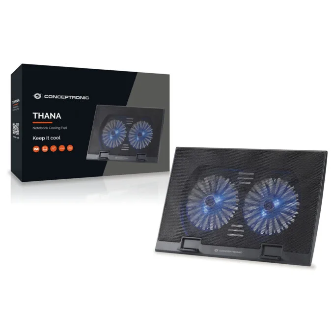 CONCEPTRONIC 2-Fan USB-A2.0 Laptop-Kühlpad 30Kg 17' sw — image 2