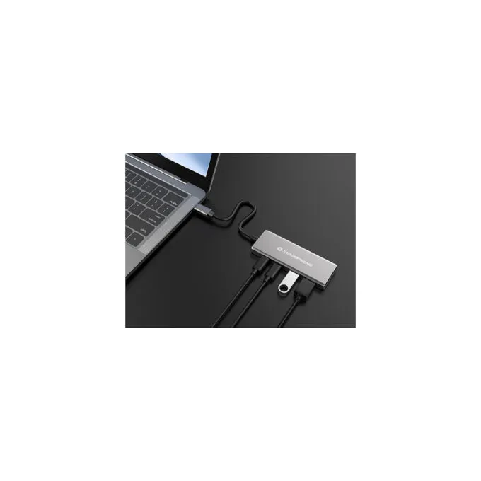CONCEPTRONIC 4-1 Dock USB-C- to 2xUSB-C 2xUSB-A 100WPD 25cm gr — image 3
