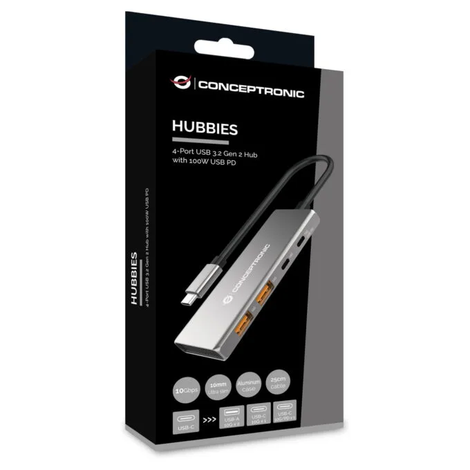 CONCEPTRONIC 4-1 Dock USB-C- to 2xUSB-C 2xUSB-A 100WPD 25cm gr — image 10