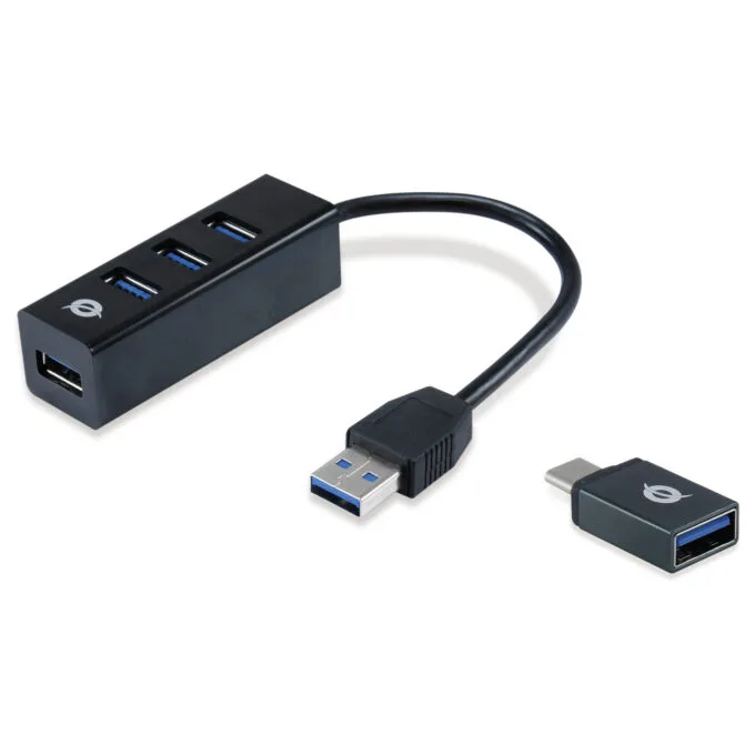 CONCEPTRONIC 4-Port Hub USB-A3.0 -C Adap.- to 4xA3.0 o.Netz. sw — image 1