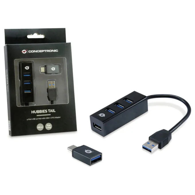CONCEPTRONIC 4-Port Hub USB-A3.0 -C Adap.- to 4xA3.0 o.Netz. sw — image 2