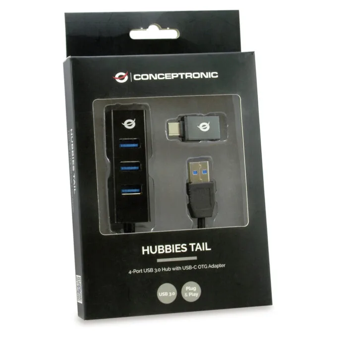 CONCEPTRONIC 4-Port Hub USB-A3.0 -C Adap.- to 4xA3.0 o.Netz. sw — image 3