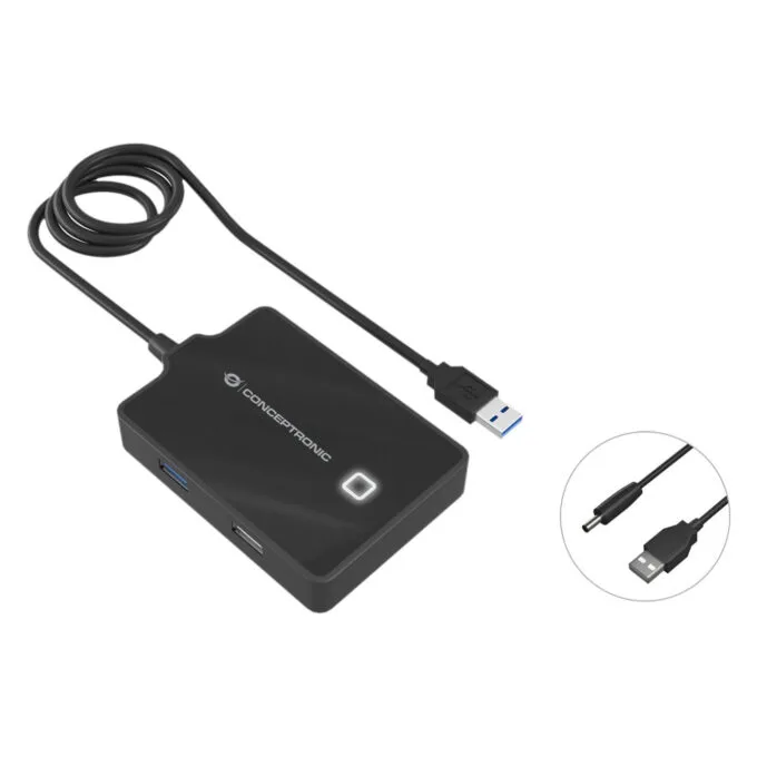 CONCEPTRONIC 4-Port Hub USB-A3.0- to 3xA2.0 A3.0 DC o.Netz. sw — image 1