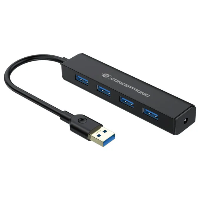 CONCEPTRONIC 4-Port Hub USB-A3.0- to 4xA3.0 o.Netz. sw — image 1