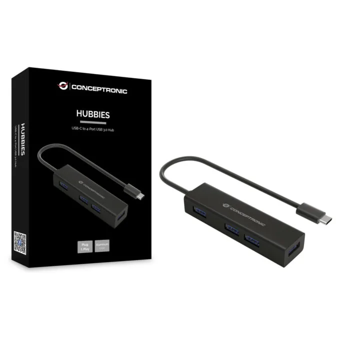CONCEPTRONIC 4-Port Hub USB-C3.2Gen1- to 4xA3.0 o.Netz. sw — image 2