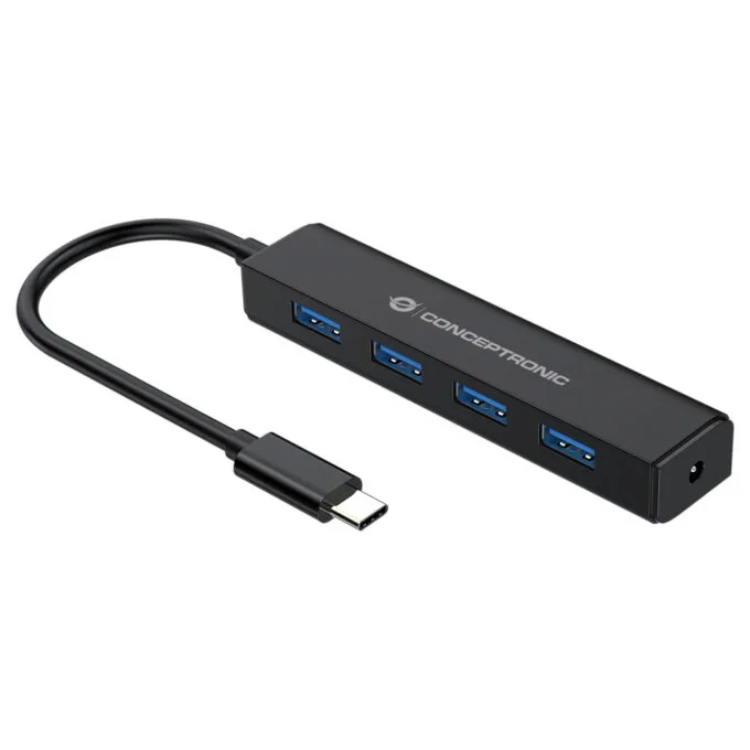 CONCEPTRONIC 4-Port Hub USB-C3.2Gen1- to 4xA3.0 o.Netz. sw — image 1